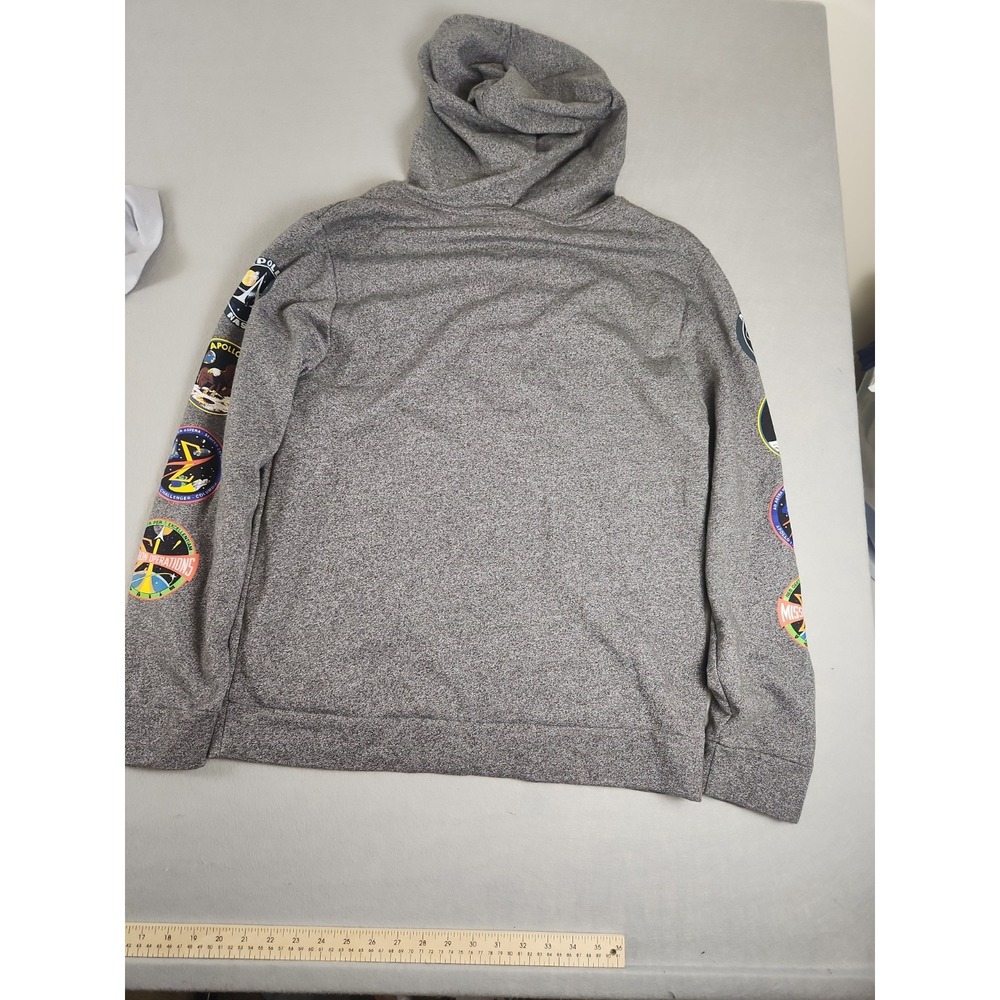 Buzz Aldrin Adult NASA Logo Hoodie Grey Sz Large - Picture 9 of 9